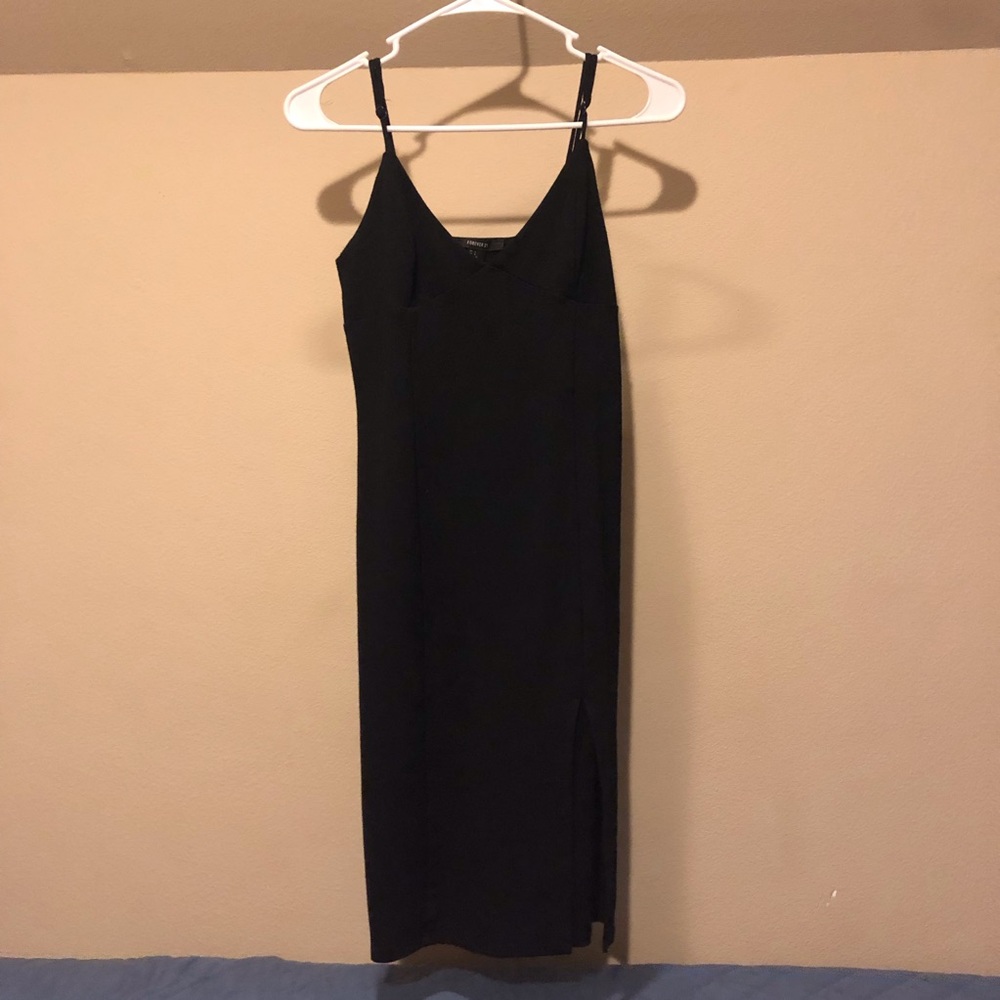 Black mini dress w/ slit